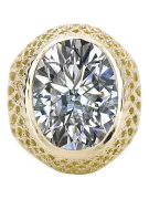 Циркон 14-кв Желтое золото Кольцо Винтаж стиль vrc089y